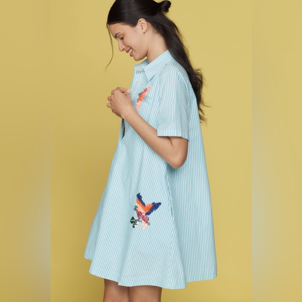 Anthropologie The Pollie Short-Sleeve Swing Tunic Mini Dress: embroidered - Picture 2 of 12